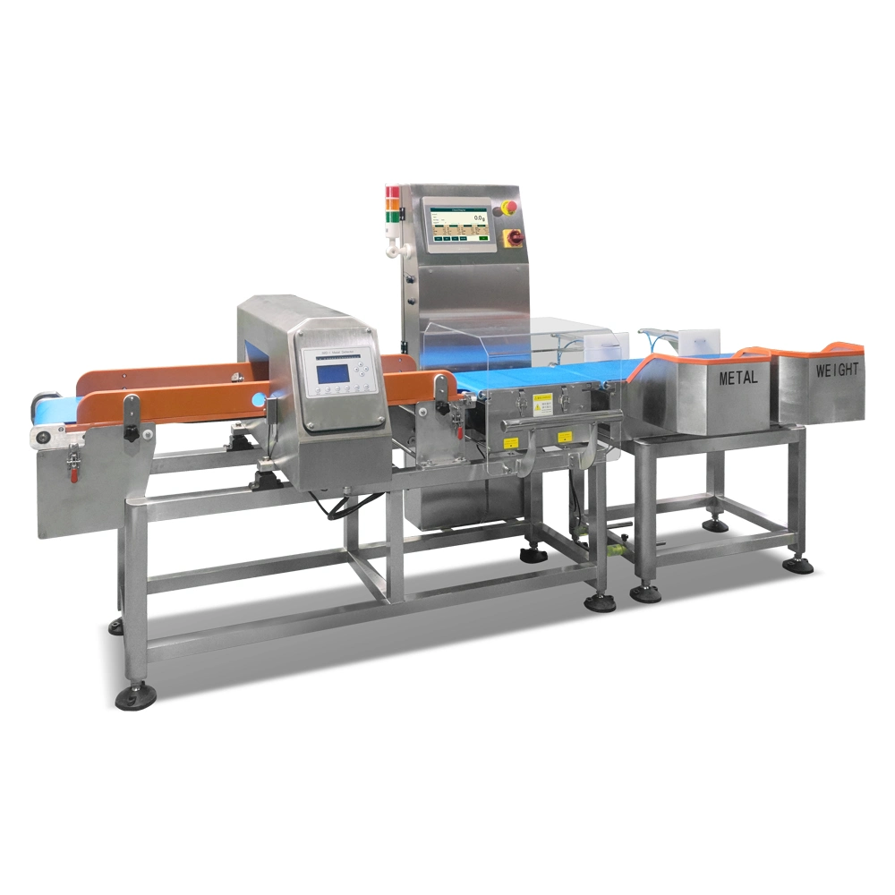 Personalización de unidades combinadas de fábrica en línea Checkweigher y detector de metales del sistema combinado para la alimentación