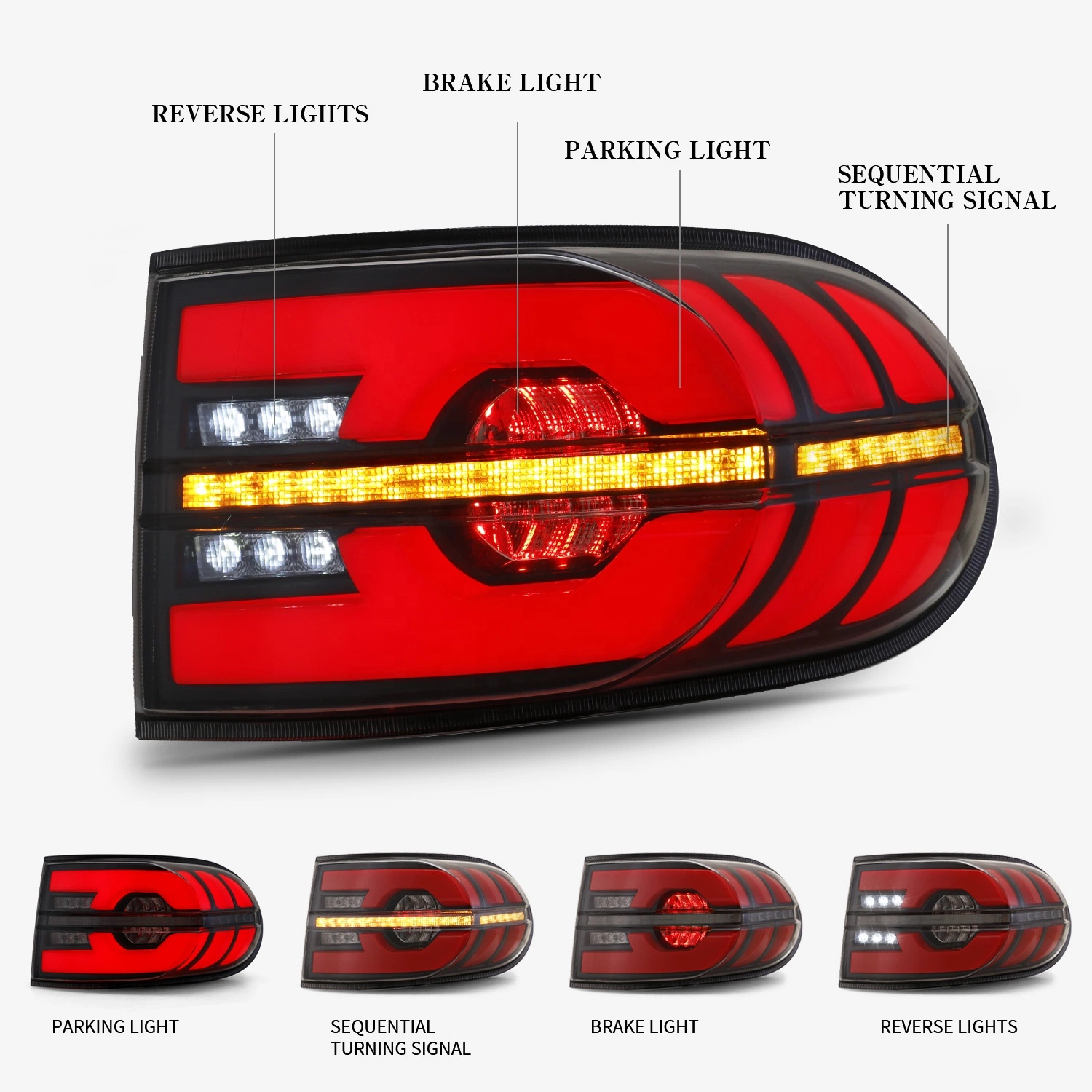 مصابيح المؤخرة LED طراز FJ Cruiser 2007-2015 مصابيح الإضاءة الخلفية LED