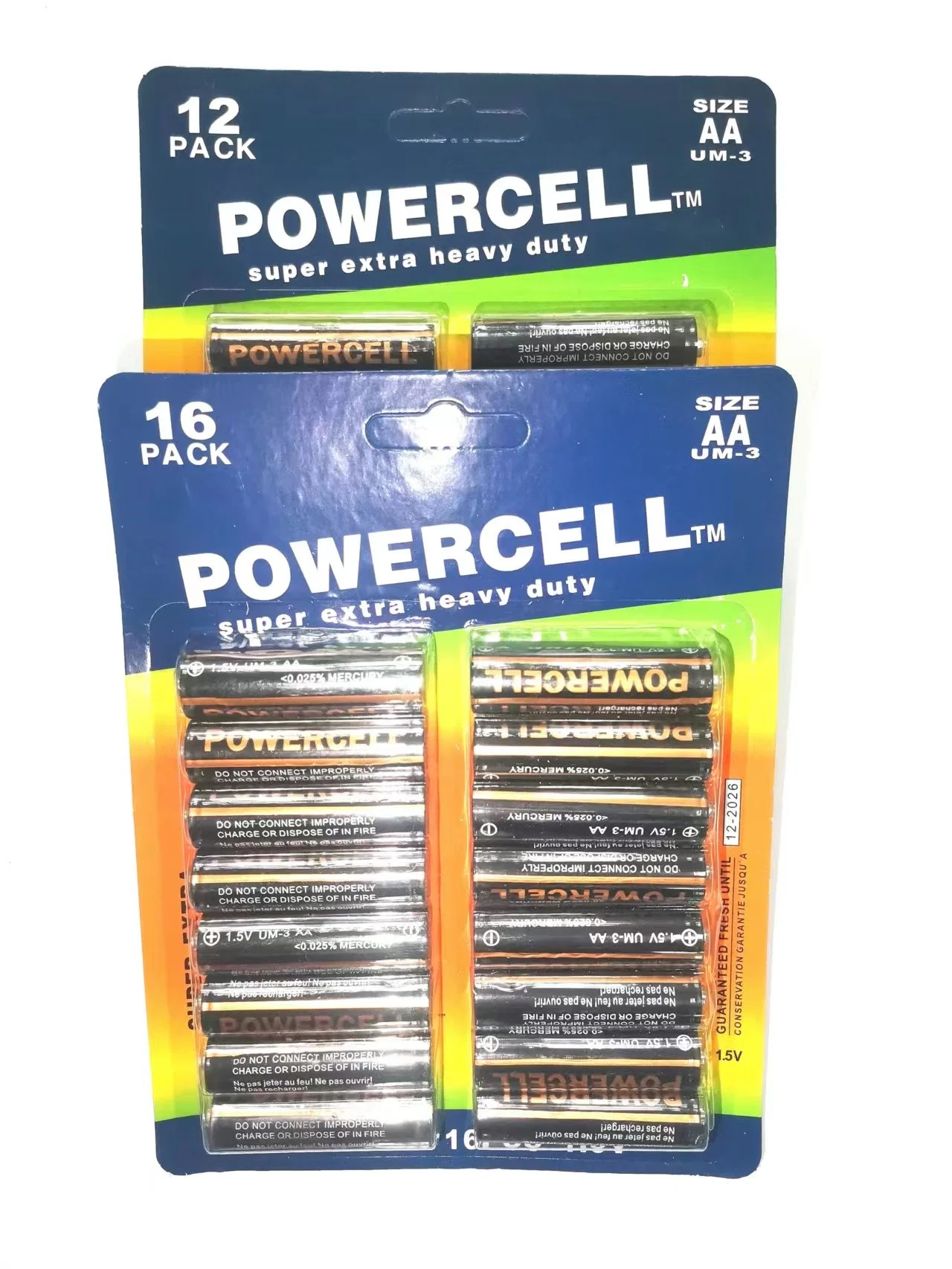 Auslaufsicher Mercury Free Super Power POWERCELL AA R6 um-3 1,5V Zink-Kohle-Batterie-Trockenbatterie-Zelle Primärbatterie Carbon Batterie für Spielzeug/Elektrowerkzeuge/