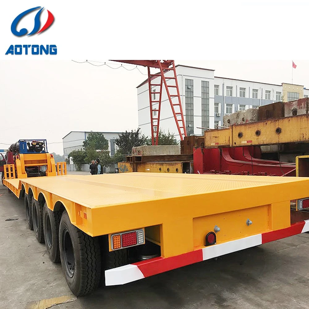 Double Axis Drop Deck Semi Trailer with Tri-Angle Widening Support