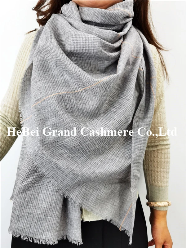 Wool Thin Check Light Shawl