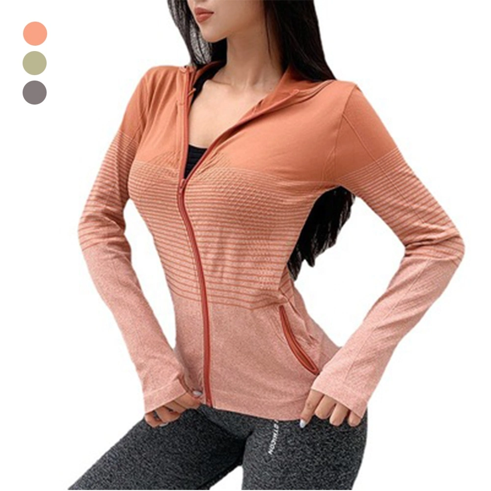 Desgaste Womens Clothings fitness gimnasio Activewear Otoño e Invierno Yoga Chaqueta Sudadera con capucha de alta calidad Zipper ejecutando chaqueta deportiva