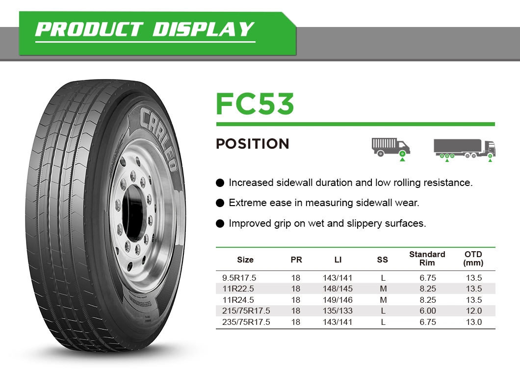 Carleo Brand Truck Tyre 9.5r17.5 FC53 CD34