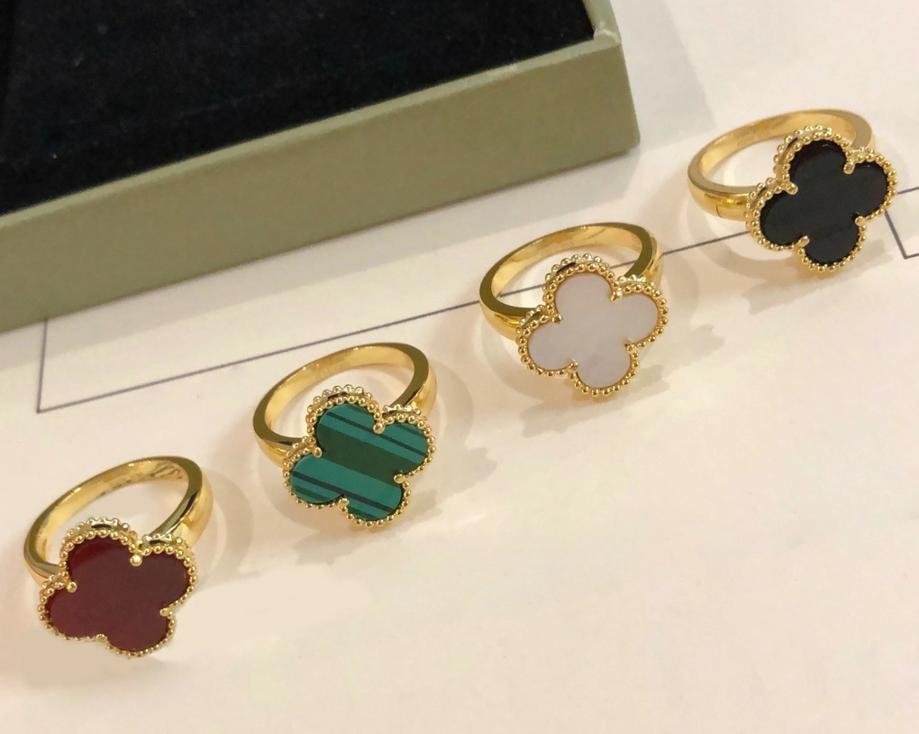 Fashion Jewelry Silver Van Cleef&Arpel Gold Diamond Rings Clover Ring Minimalist Clover Promise Rings for Women Female Wedding Party Finger Band Love Ring Vca