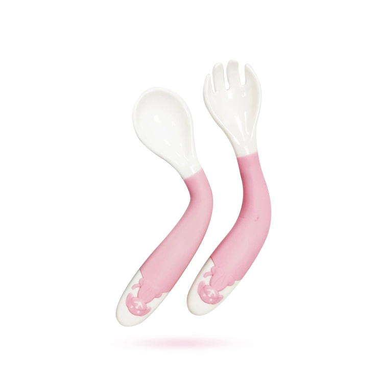 Full Silicone Spoon Dog Pattern Twisting Spoon and Fork in Case