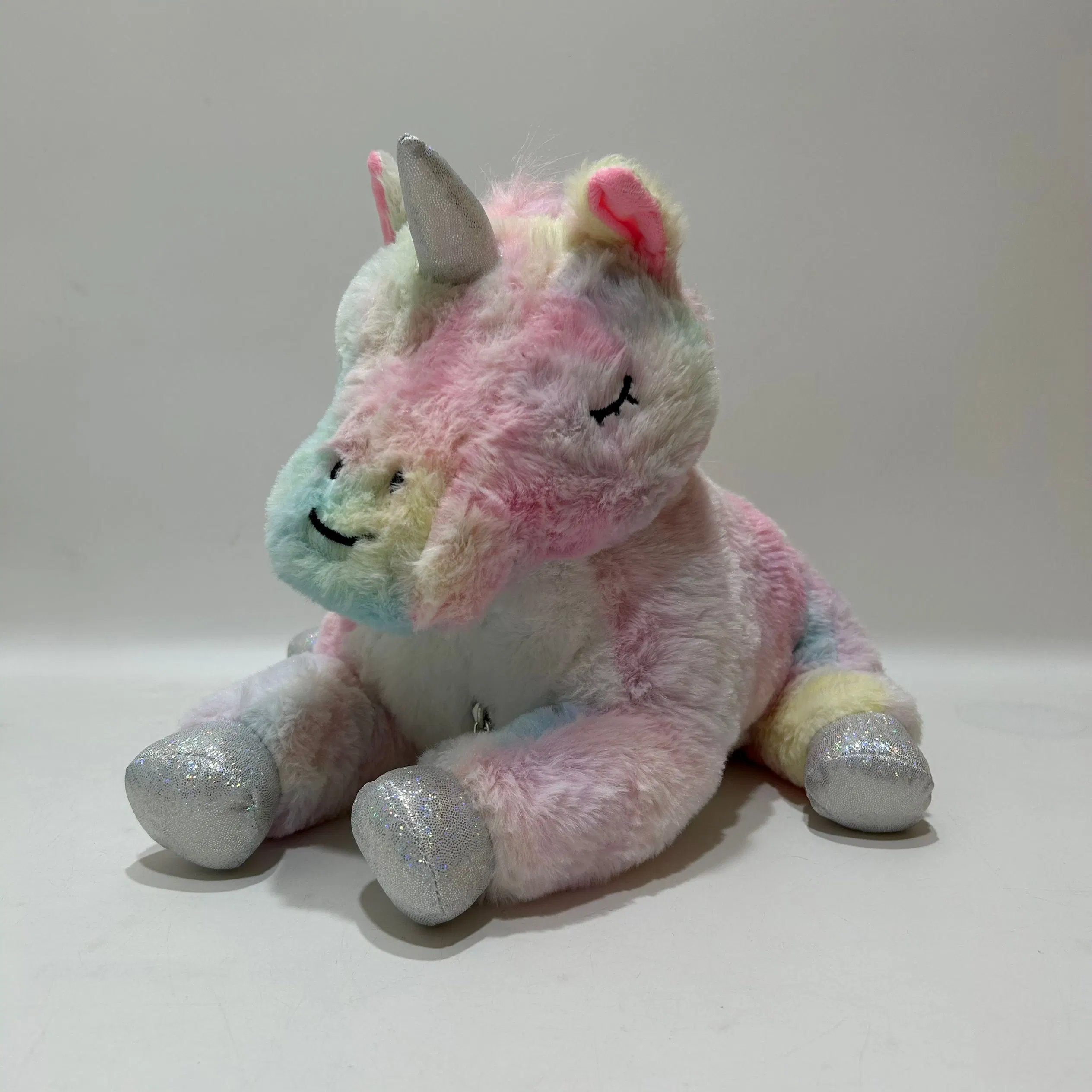 Sensor erhellen Plüsch Einhorn mit Musik flauschigen Tie-Dye Spielzeug BSCI Factory