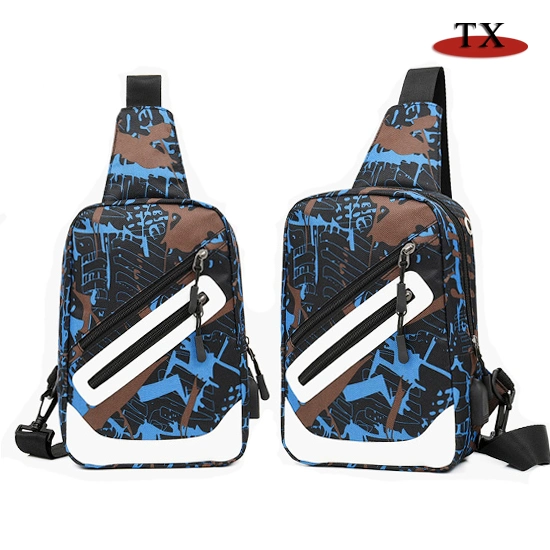 Hot Selling Colorful Outdoor Oxford Fabric Men's USB Charger Waist Bag