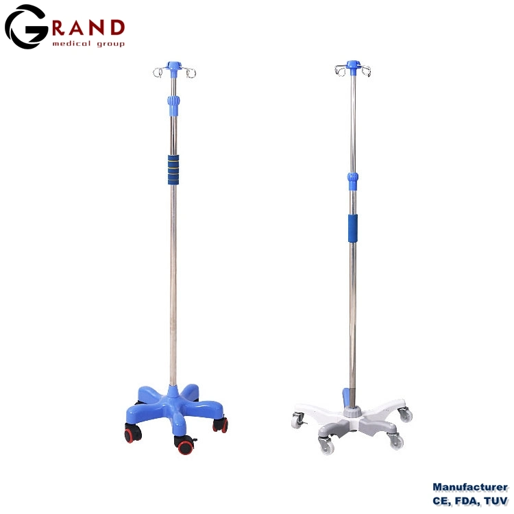 304 Stainless Steel Tranfusion Stand IV Stand Pole Height Adjusted Medical Hospital Infusion IV Stand Infusion Pole for Hospital Bed Medical Supplier