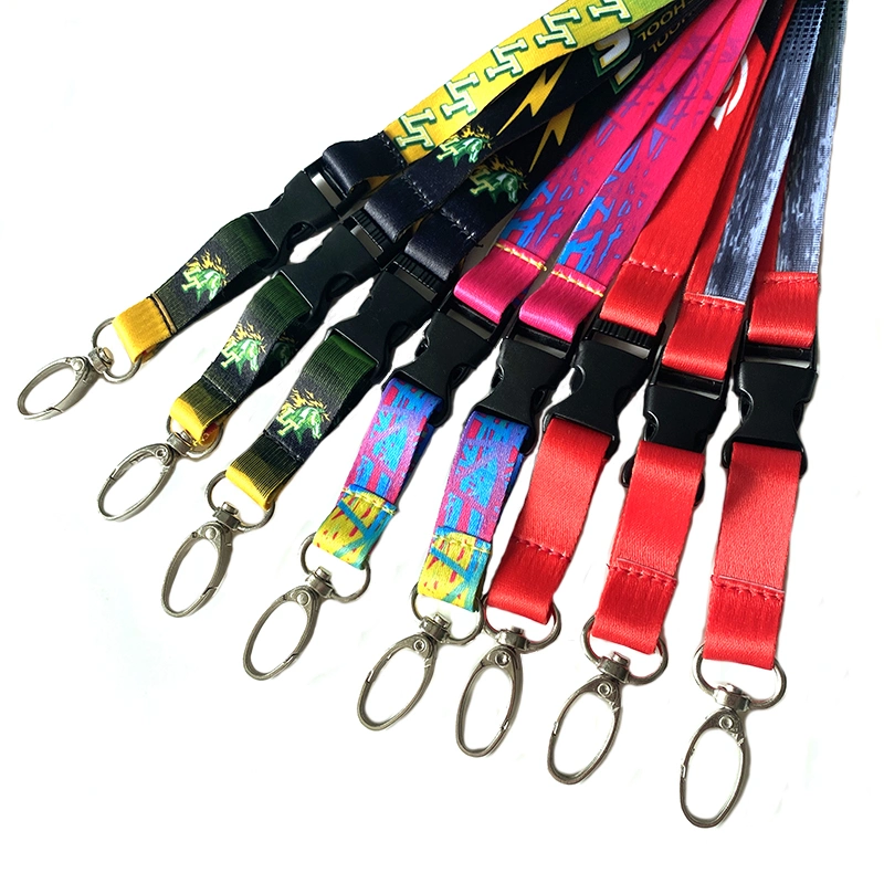 High quality/High cost performance Recycled Fabric Printed Release Buckle Lanyard with Metal Lobster Clip