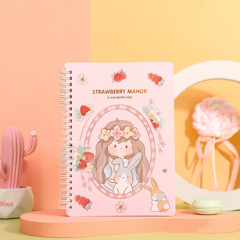 Fashionable School Stationery Cute Pink Hardcover Diary Strawberry Manor Coil Notebook