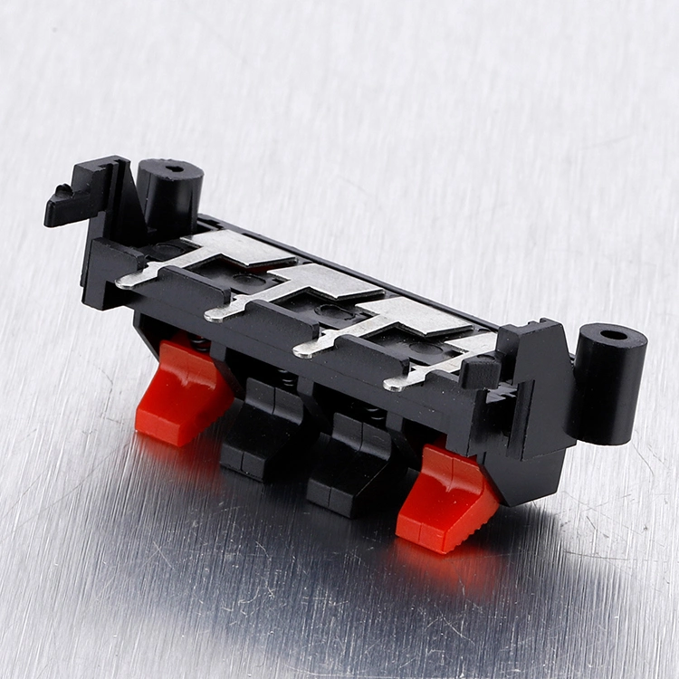 High quality/High cost performance  Spring Clip Speaker Terminal Board 4 Ports Binding Post Connector Socket Red Black Wire Push Connector