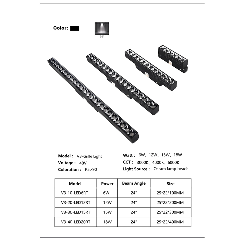 Rail à gradation intelligent DC48V projecteur de rail magnétique LED avec Puces Osram