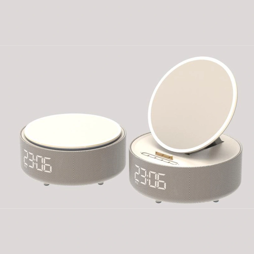 S33 LED Light Makeup Mirror Bluetooth Speaker Alarm Clock Wireless Charger