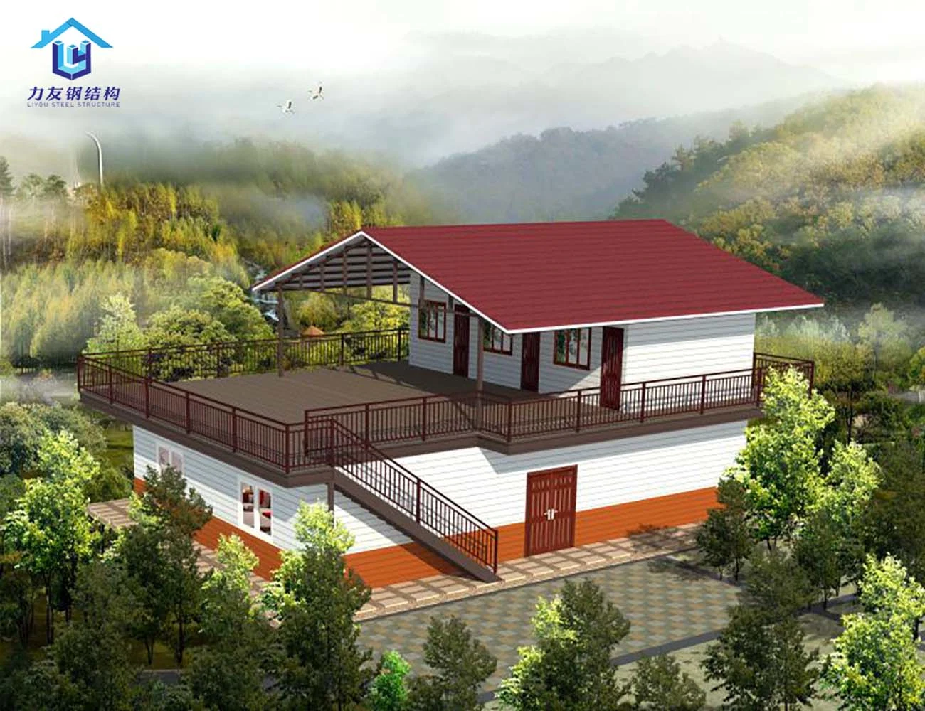 Economic Prefabricated House Building Fast Installation Low-Cost Light Steel Villa Light Steel Structure Prefab Villa