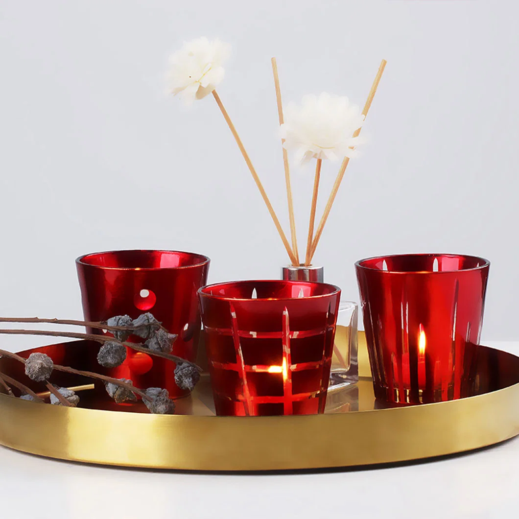 Valentine's Day Candlestick Decoration European Creative Romantic DIY Aromatherapy Cup Candle Red Glass Wedding Candle Decoration