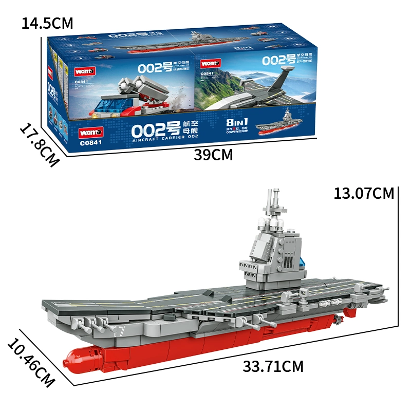 Woma Toys C0841 Student 8 in 1 Aircraft Carrier Kids Car Child Plane Educational Children Ship Bricks Building Blocks Toy Moc Game