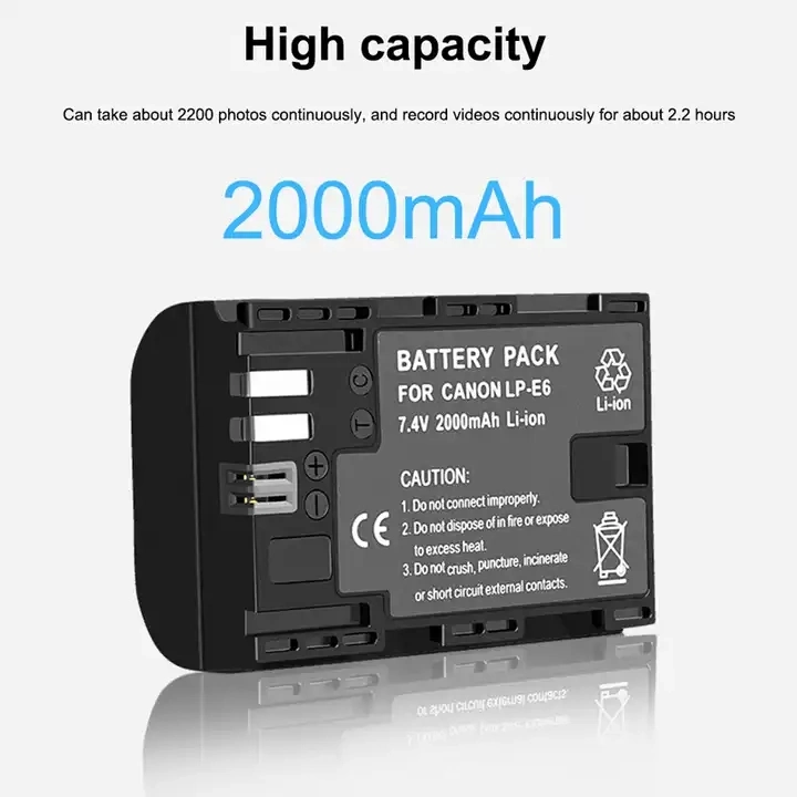 SANYO 2000mAh Lp-E6 Lp E6 Lp-E6n Camera Battery for Canon EOS 6D 7D 5D Mark II III IV 60d 60da 70d 80d 5ds R Xc10 Camera