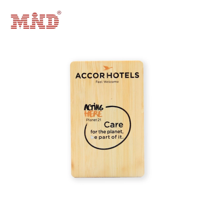 Venda por grosso de chips inteligentes RFID Madeira Bamboo Hotel Key Card MIFARE Classic 1K cartão chip