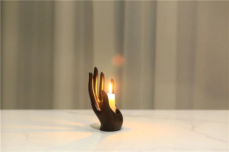 Modern Simple Black Hand Holder Candlestick Column Candle Base Home Interior Decoration