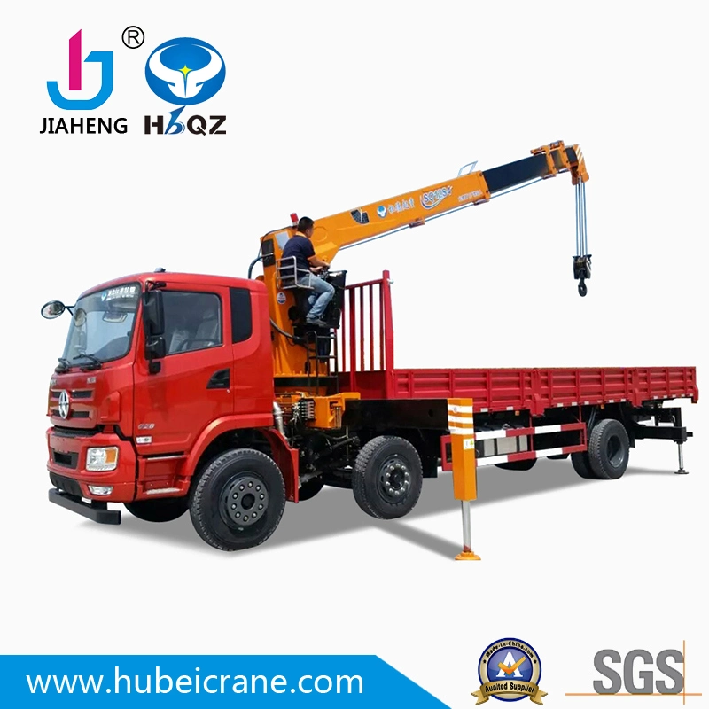 Fabricado en China HBQZ pluma telescópica de 12 toneladas de carga sobre camión grúa hidráulica SQ12S4 para la venta de camiones de la rueda el cilindro de elevación de materiales de construcción de tejido de horquilla remoto de regalo