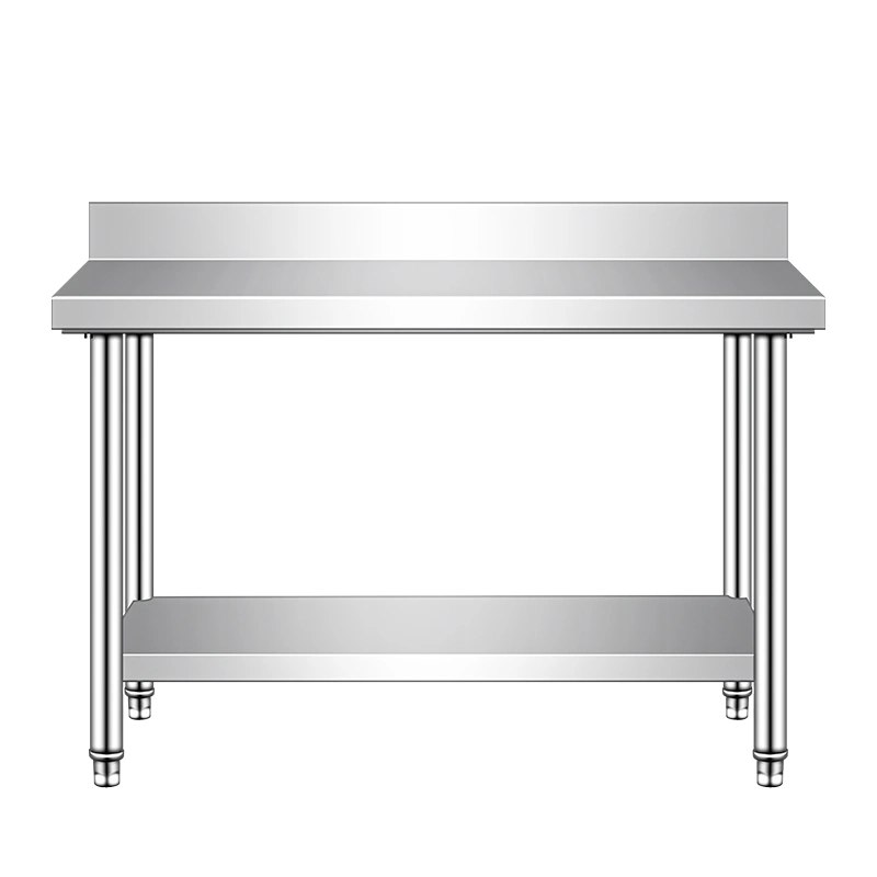 Table de préparation de cuisine en acier inoxydable pour équipement de restauration commerciale réglable en hauteur de 0,6 m, 0,8 m, 1,0 m, 1,2 m, 1,5 m avec dosseret.