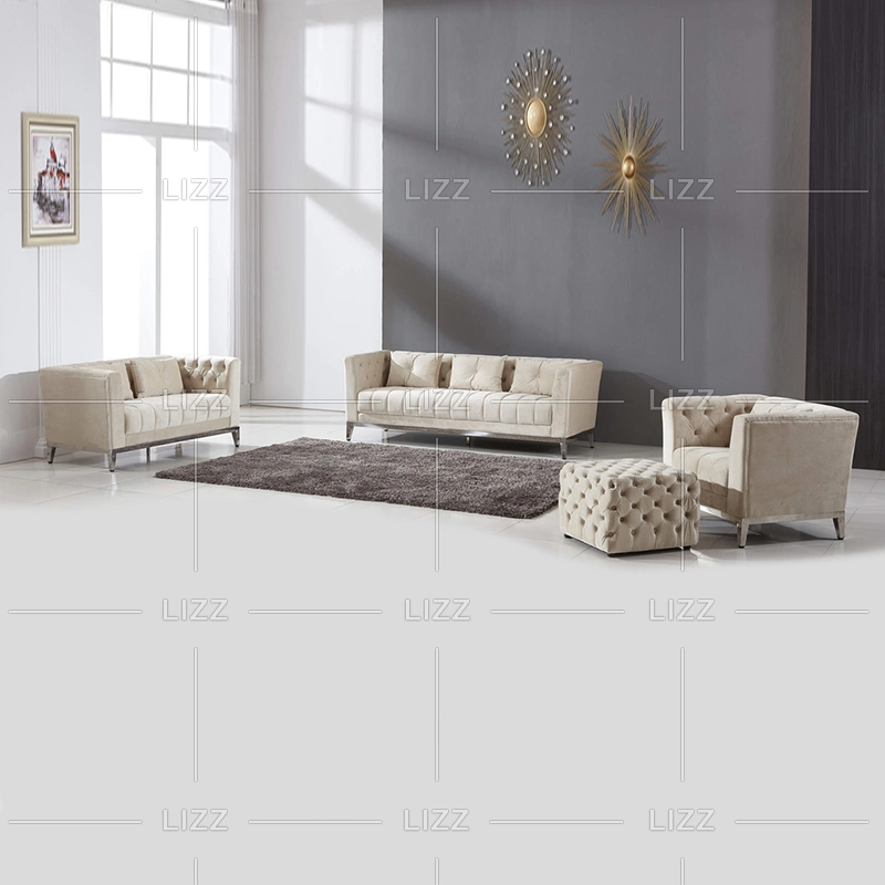 Italian Modern Design Chesterfield Fabric Sofa Set for Living Room Furniture