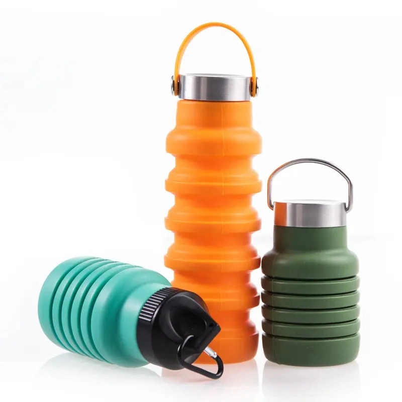 200-500ml Silicone Sport Water Bottle Foldable for School Sports Travel Outdoor Sport Silicone Fitness Water Bottle