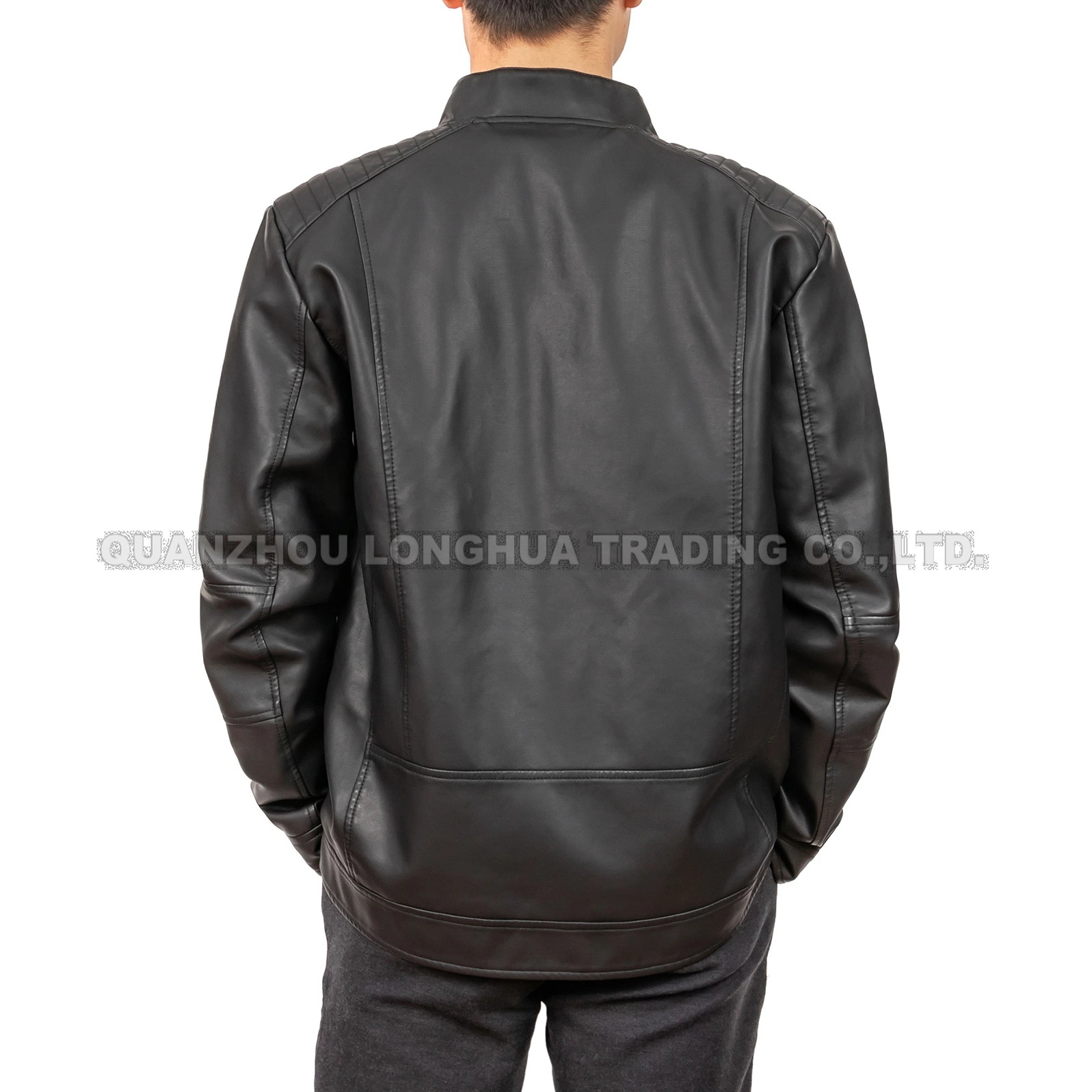 Los hombres Chico Chaqueta Chaqueta de cuero negro nuevo lavado de prendas de vestir ropa ropa de moda PU Capa exterior