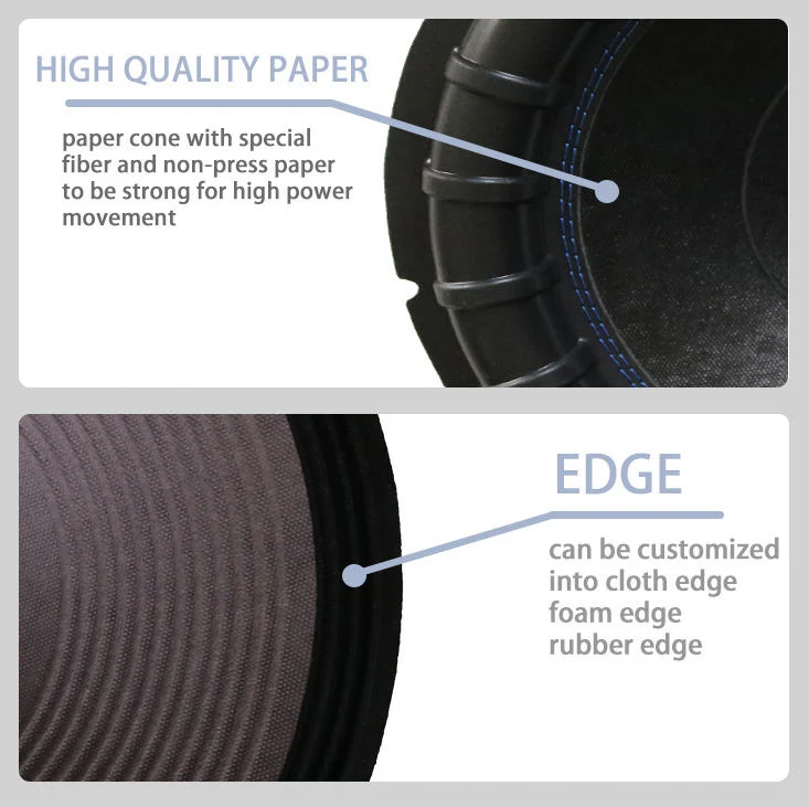 Cone de papel de áudio OEM ODM PRO de 10 polegadas por atacado na fábrica Com o Edge em espuma pressionado ou cones de alto-falante não pressionados
