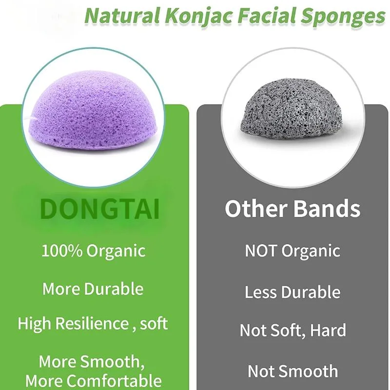 الإسفنج الخاص بالوجه من Konjac لكل أنواع البشرة ناعمة ولطيف على الوجه، تقشير البشرة وتطهير البشرة بعمق، من المواد العضوية الطبيعية