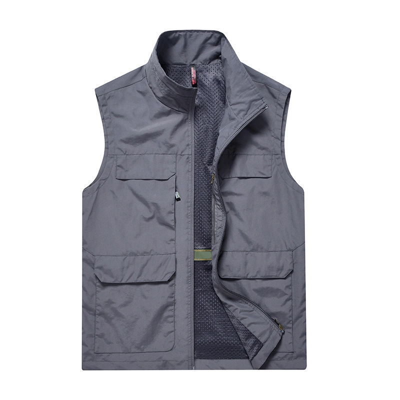 Men Polyester Vest Zipper Logo with Pockets Workwear Colors Photography Vest Camera Jacket