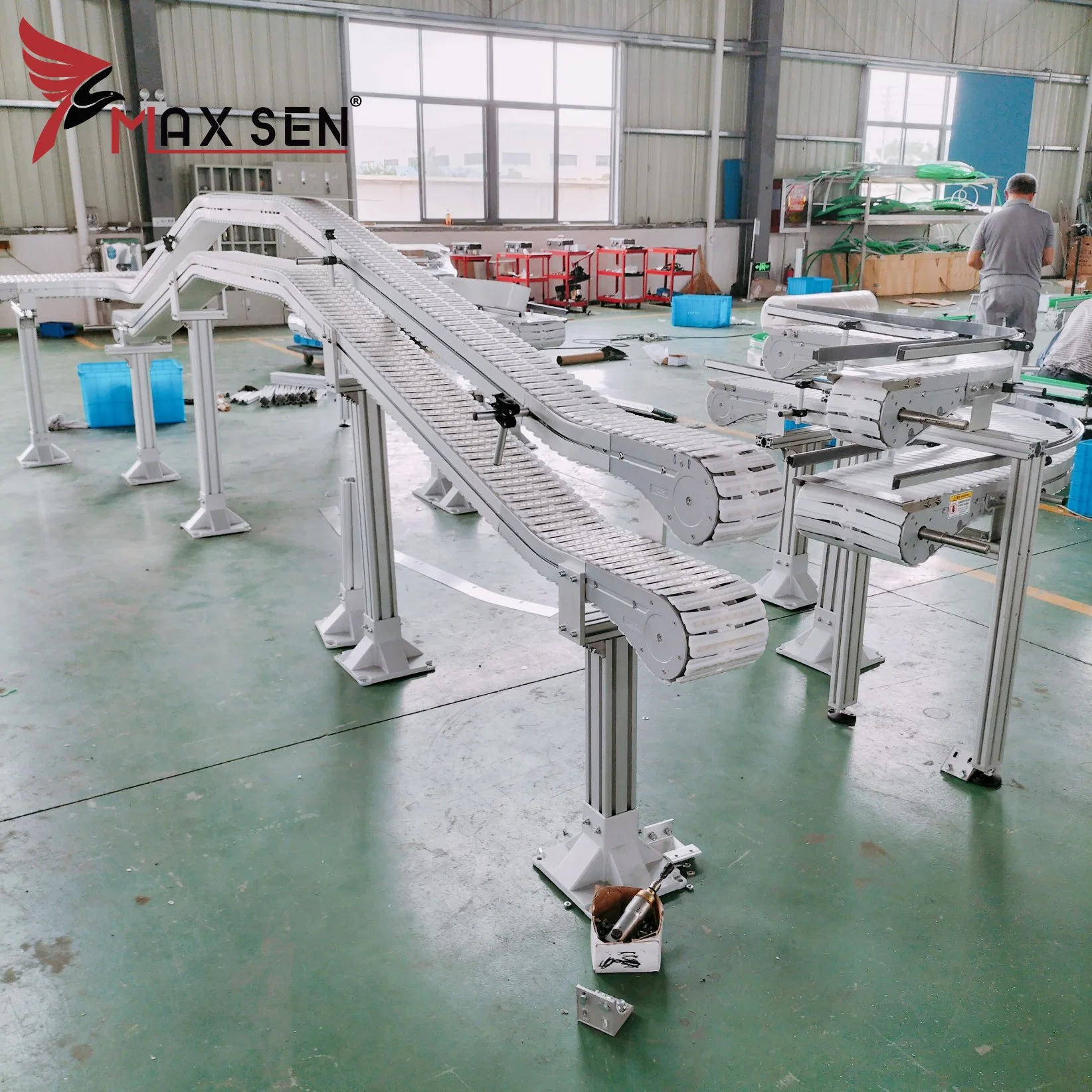 POM Plastic Flexible Chain Conveyor Flex Linked System with White Color for Medicine Industry