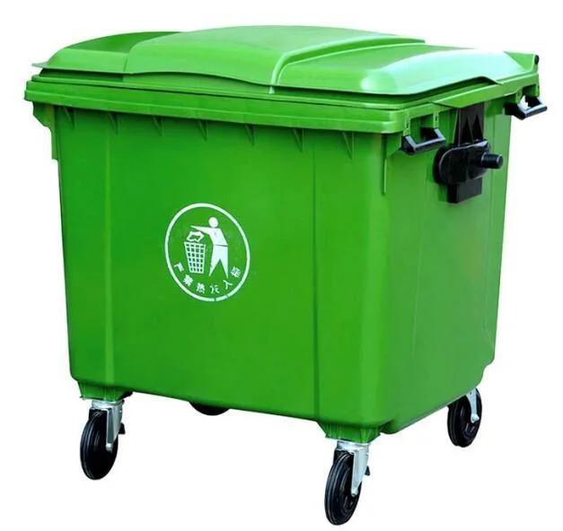 Large 1100 Litre HDPE Plastic Wheelie Dustbin for Outdoor Usage