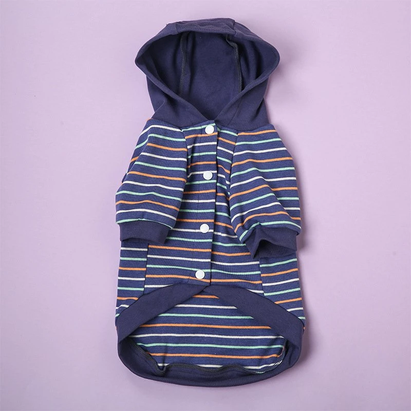 Bequemer Stripe Outdoor Dog Spring Fastener Hoodie Produkt Haustierkleidung