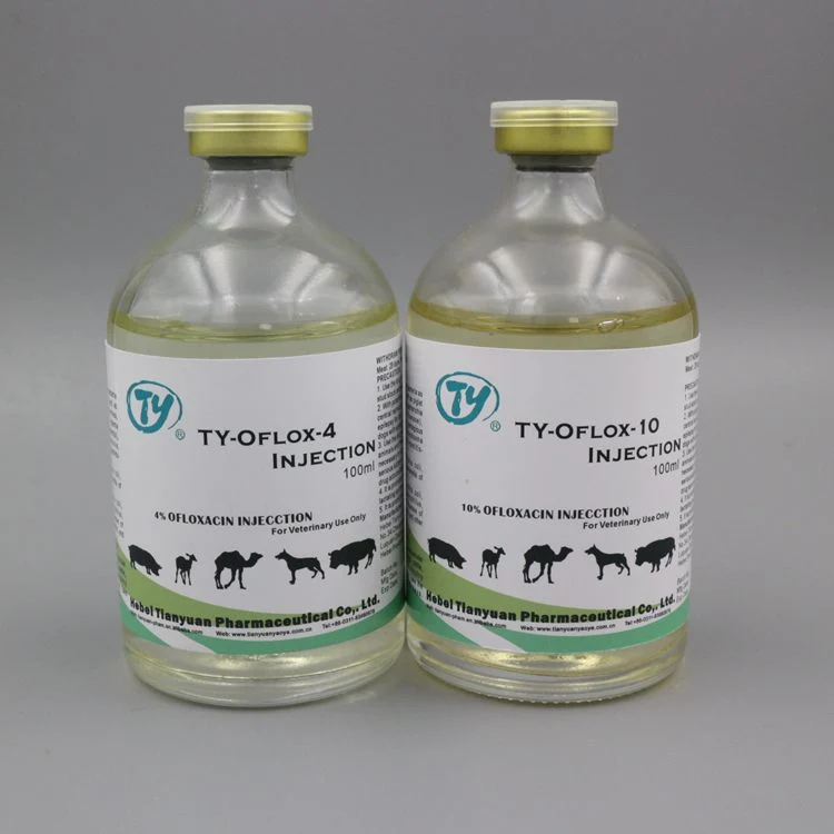 La Medicina Veterinaria de inyección de la ofloxacina 50ML 100ml para el animal antialérgico Anti-Inflammatory Agentes de la medicina veterinaria para los bovinos terneros ovejas cabras