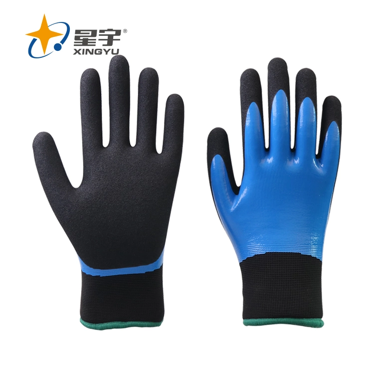Winter Thermal Gloves Industrial Fishing Work Hard Warm Handxingyu Double Shell Nitrile Coated Waterproof Gloves Winter Gloves