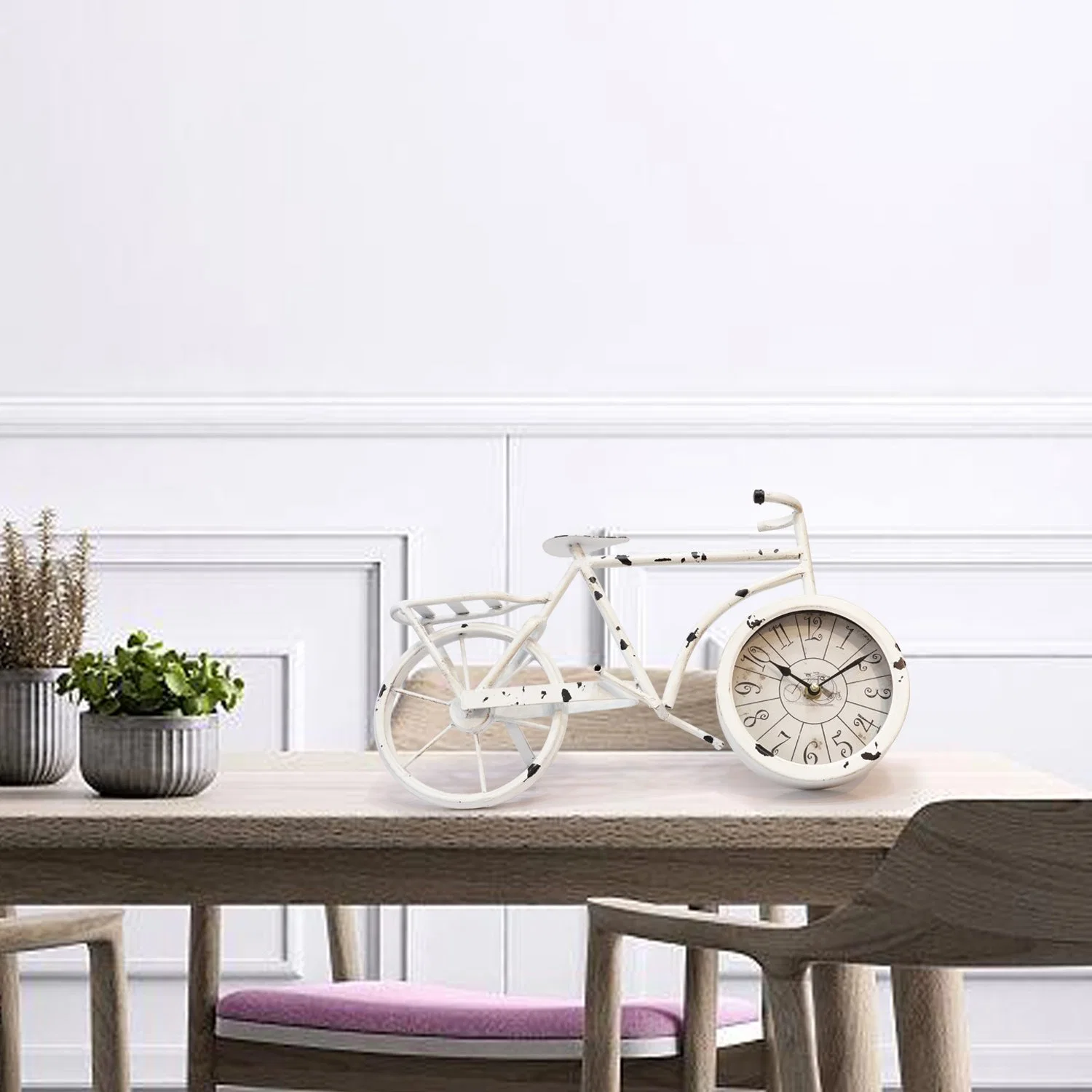 Small Metal Desk Table Clock Bike Design Clock