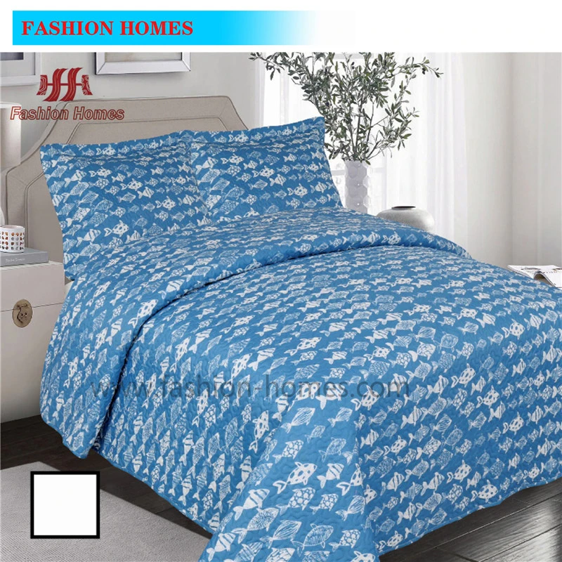 Blue Fishes Printed Bedcover Quilt