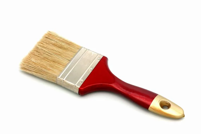 Natural Bristle, Wood Handle, Red Painted, Golden Tip Paint Brush