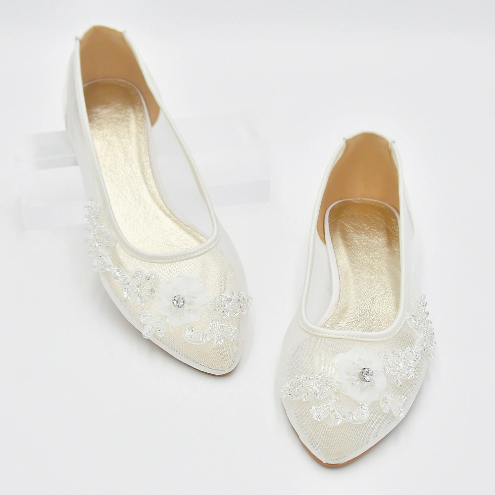 Hws026 Summer Mesh Breathable Flat Shoes Wedding Shoes