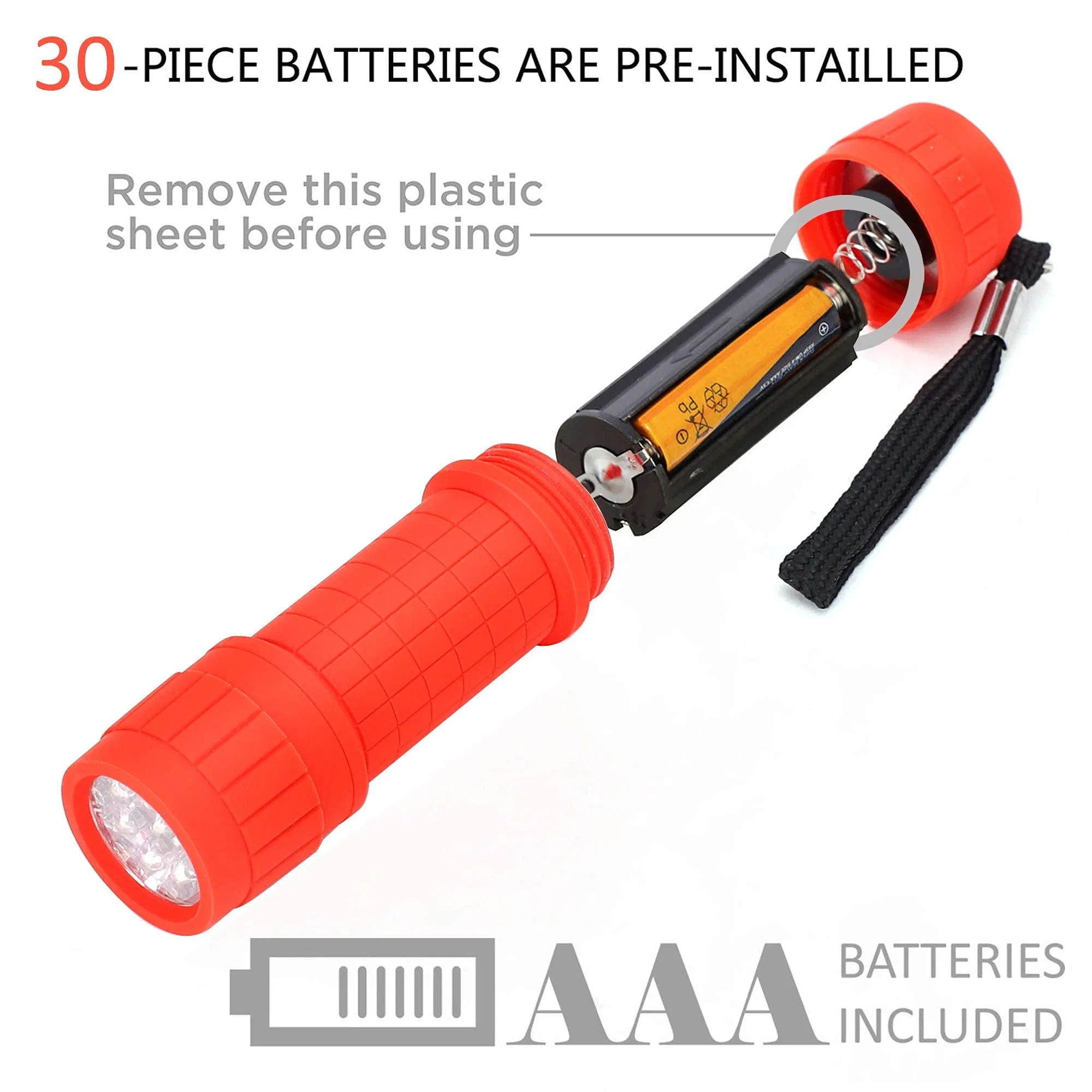 Set 30-Pieces AAA Batteries Class Teaching Camping 10-Pack 9-LED Mini Flashlight