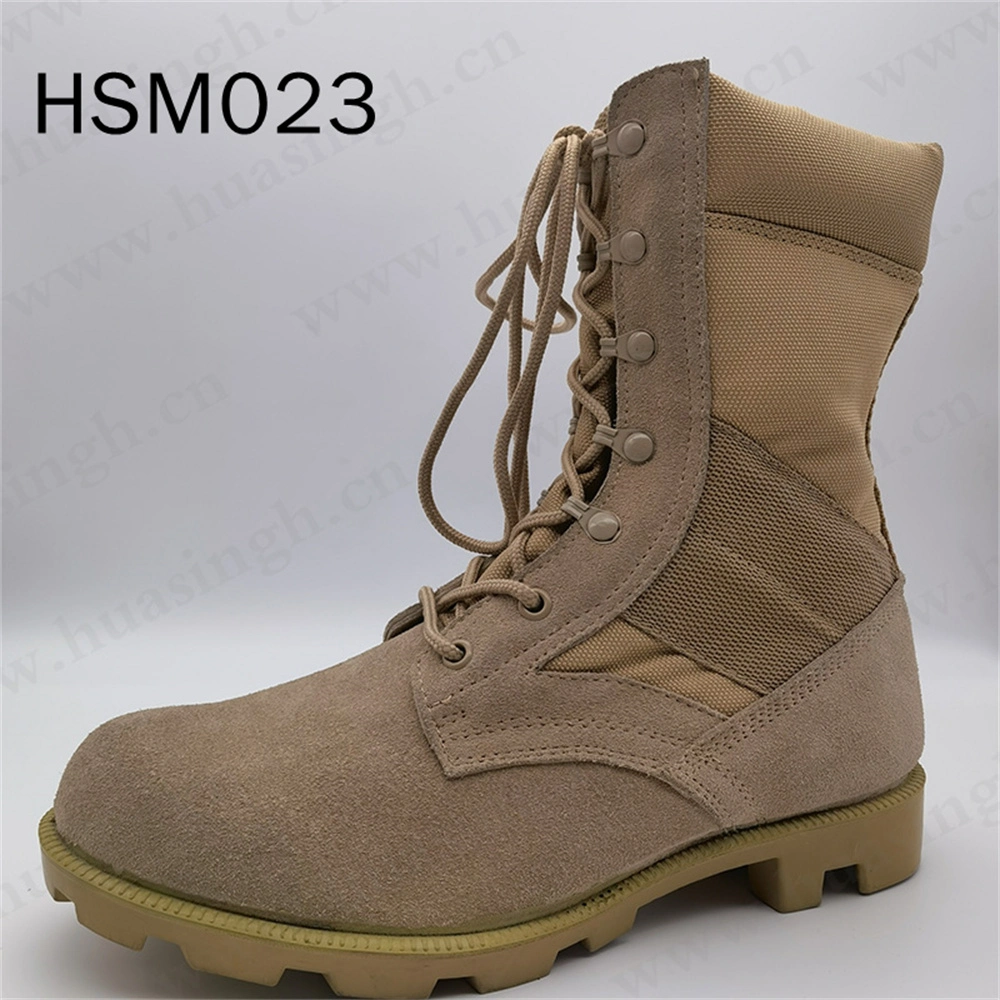 ZH, Wholesale Precio barato Real Leather Altama Desert Botas duradero caucho suela exterior Arena/Negro Botas tácticas Hsm023