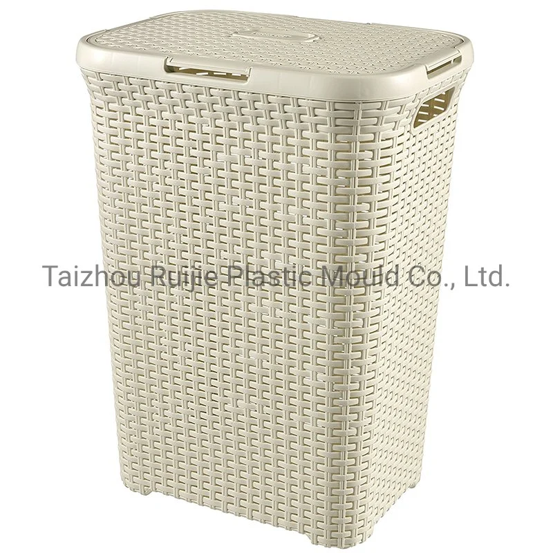 Plastic Household Houseware Rattan Design Laundry Storage Basket Injection Moulding Mold Template Mould