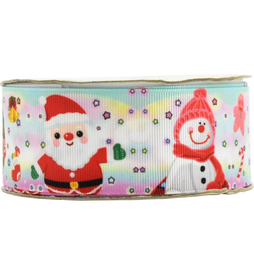 Factory OEM/OEM Customized Printed Christmas Character Grosgrain Ribbon Festival Celebration Decoration Ribbon for Wreath Crafts Decoration