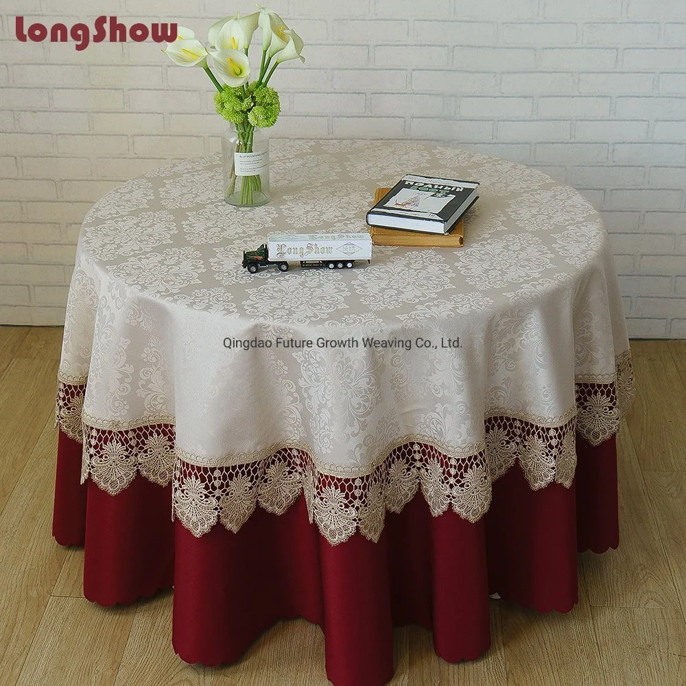 Custom Home Textile Polyester Jacquard Coffee Color Table Cloth Set/Table Cover