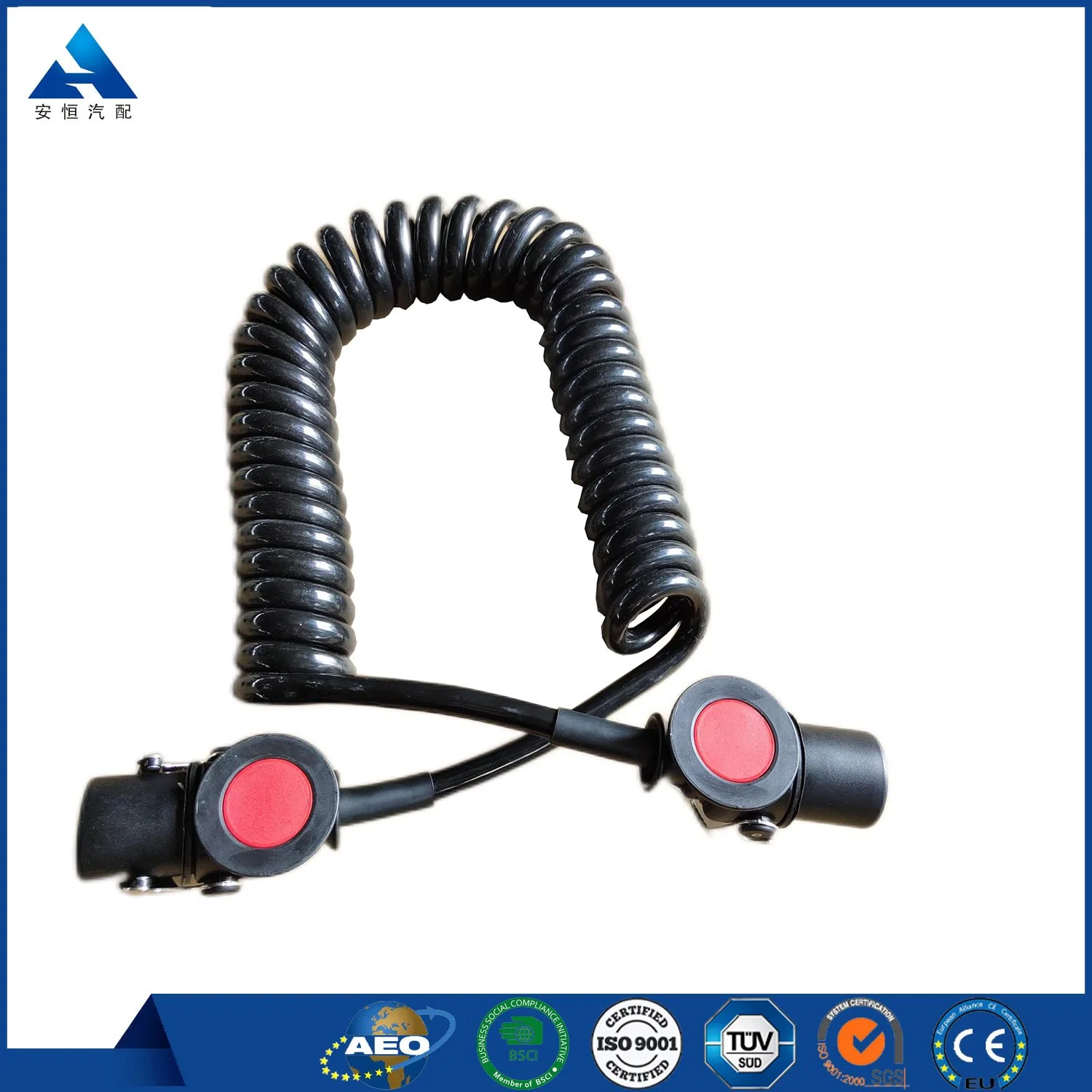 7 Pin 7 Cores Copper Retractable Spiral Electrical Cord Truck Trailer ABS / Ebs Coiled Power Cable for Sell