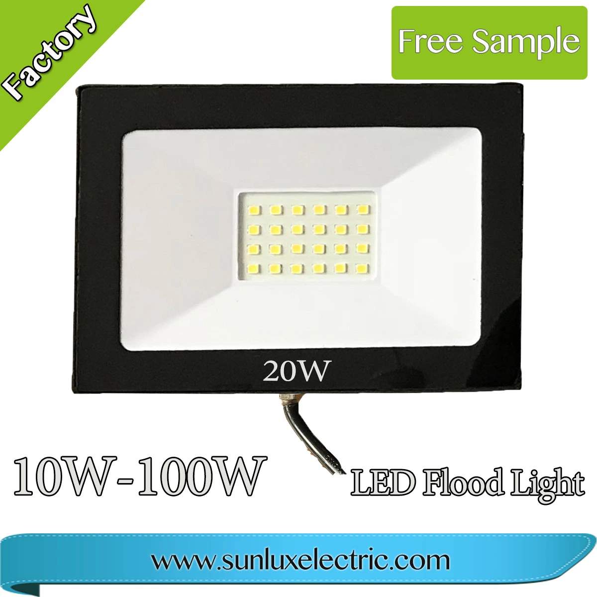 Distributor Factory Exports Saso UL CB Water Proof 10W - 100W IP66 Industrial LED Flood Light Made in China for Outdoor, Street, Garden, Park, Exterior Lighting