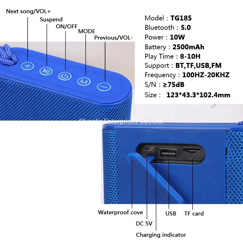 La tecnología inalámbrica Bluetooth mini altavoz portátil al aire libre de alta potencia 10W equipo de sonido Altavoces estéreo FM de la barra de la tarjeta del TF Caixa de Som