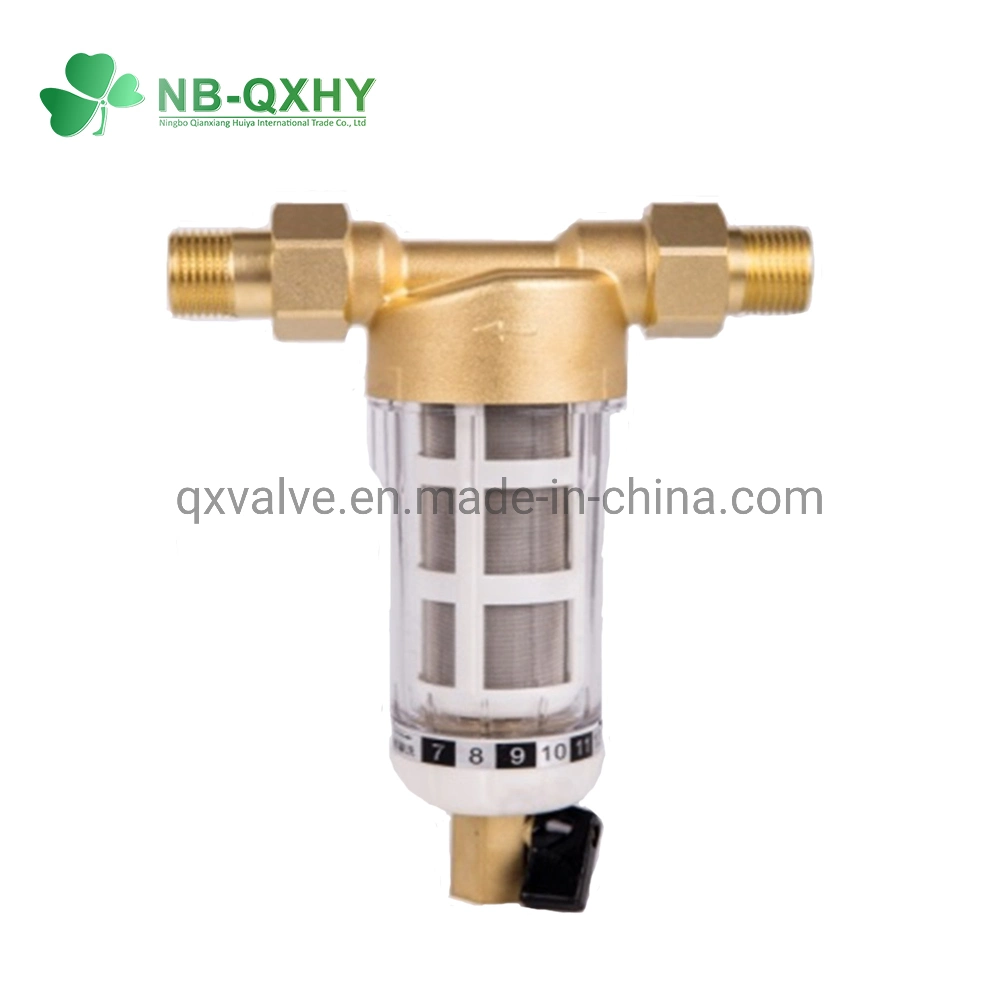 Household Pre-Filtration Water Filter Straw Sediment with Pressure Gauge Brass Purifier Stainless Steel Mesh Factory Price