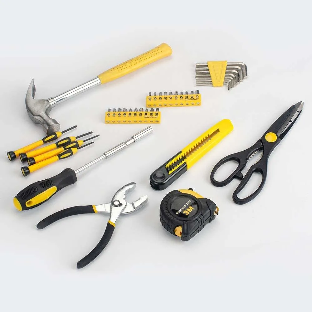 DOZ Atacado baixo preço Yellow Tool Set Repair Use hand Caixa do kit de ferramentas